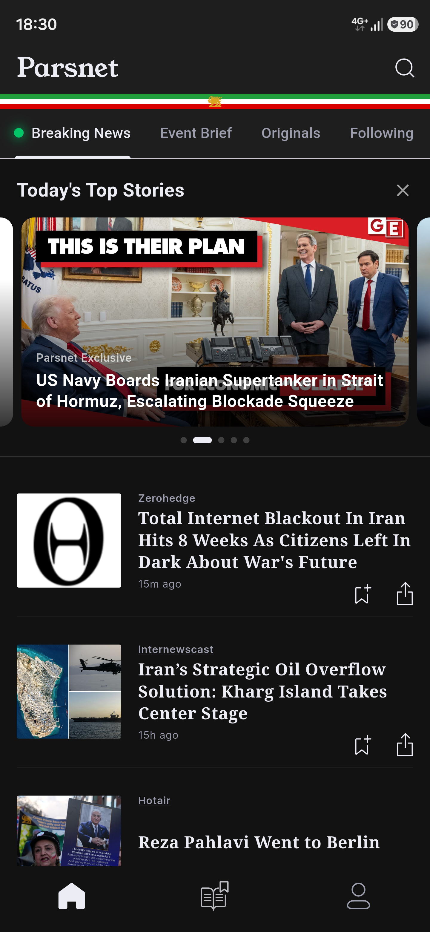 Parsnet app screenshot